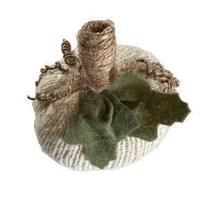 Pumpkin Knit White Handmade Fall Halloween Decoration Autum Neutral Cottage Styl